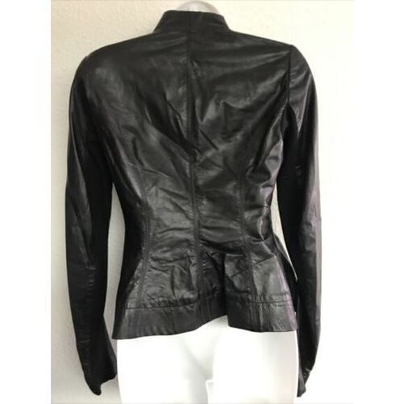 Rick Owens Kangaroo leather jacket Women 8 BLACK Double Button Pockets Lined - Picture 7 of 15
